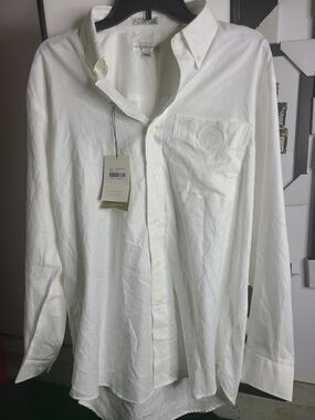 Cotton Blend White Button-Down Shirt by Cutter & Buck